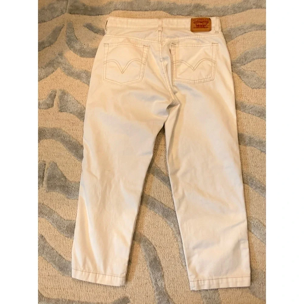 Levis Women's Classic Capri Jeans Ivory Mid Rise Pockets Denim 12‎